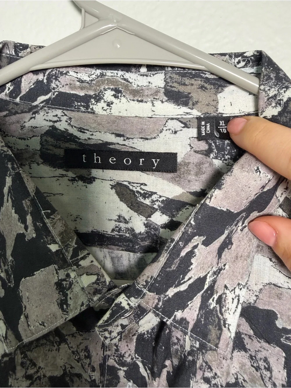 Theory Abstract Brushstroke Button-Up Shirt 100% Cotton Size XL